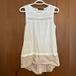 Doe & Rae White and Tan Layered Tank Top